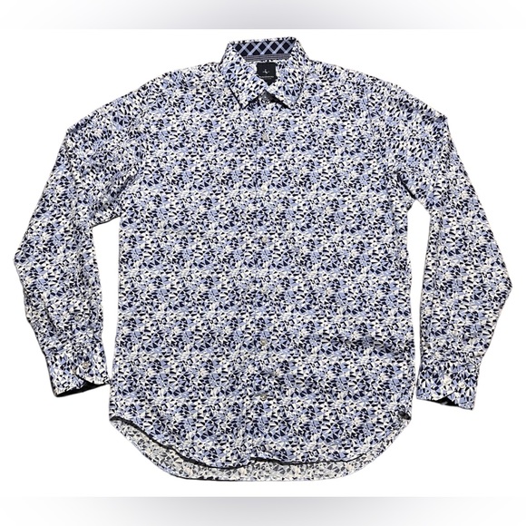 Tailorbyrd Men’s Abstract Pattern Long Sleeve Flip Cuff Button Down Shirt Sz M - Picture 8 of 12